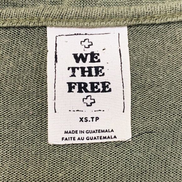 We The Free People Hoffman Surplice Knit Top Tee Crossover Wrap Blouse Green XS - Picture 6 of 7